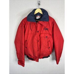 Vintage Mustang Cruiser Class OMC Marine Flotation Bomber Jacket Red Men M